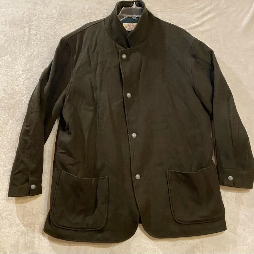 Armani Jeans Jacket Men’s XL Green Wool Blend Quilted Lining Button Down